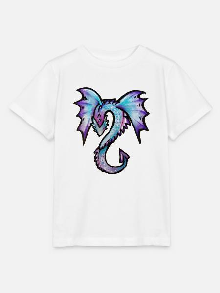 Azurblauer Drachen-Aquarellwappen - Stanley/Stella Kinder T-Shirt MINI CREATOR - Weiß