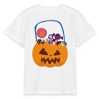 Kürbis mit Süßigkeiten - Stanley/Stella Kinder T-Shirt MINI CREATOR  - Weiß - Vorne - Maike (125cm)