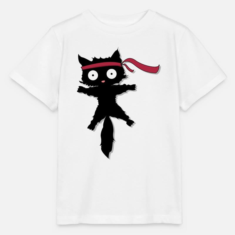 Ninja Protecteur en forme de chat - T-shirt bio MINI CREATOR Stanley/Stella Enfant - blanc