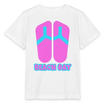 Beach Day Flip Flop in rosa/blau - Stanley/Stella Kinder T-Shirt MINI CREATOR  - Weiß - Vorne - Maike (125cm)
