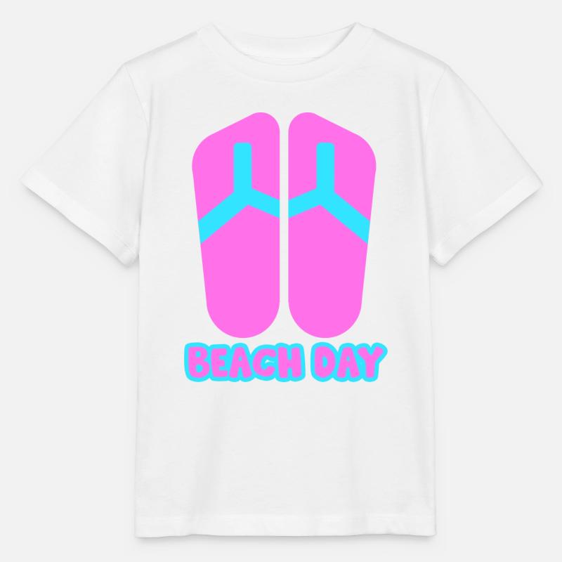 Beach Day Flip Flop in rosa/blau - Stanley/Stella Kinder T-Shirt MINI CREATOR - Weiß
