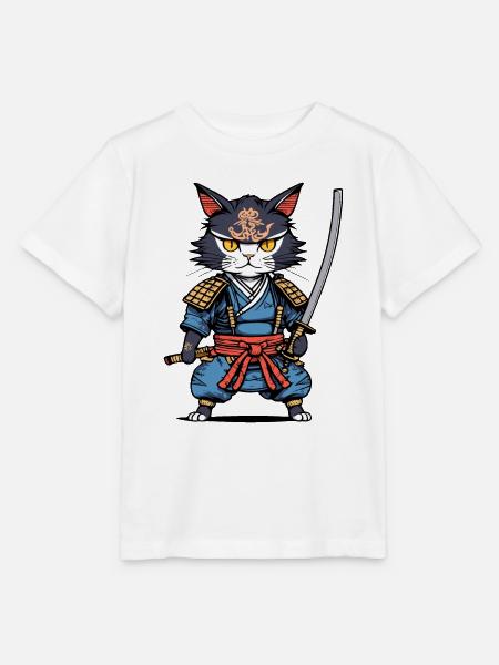 Samurai-Katze #22 - Stanley/Stella Kinder T-Shirt MINI CREATOR - Weiß
