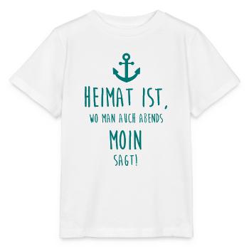 Heimat ist, wo man auch abends MOIN sagt! - Stanley/Stella Kinder T-Shirt MINI CREATOR  - Weiß - Vorne - Maike (125cm)