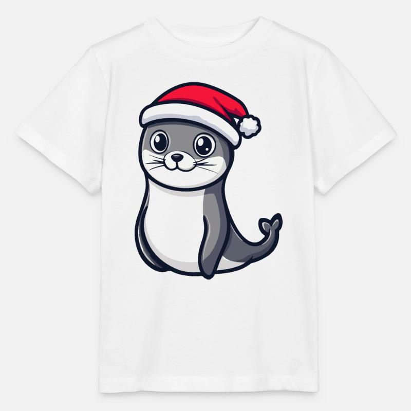 Noël de l’animal du phoque - T-shirt bio MINI CREATOR Stanley/Stella Enfant - blanc