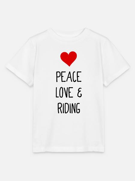 Peace Love and Riding - Frieden Liebe und Reiten - Stanley/Stella Kinder T-Shirt MINI CREATOR - Weiß