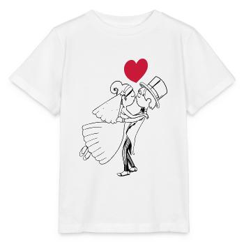 Dessin animé mariée coeur marié mariée marié mariage mariage - T-shirt bio MINI CREATOR Stanley/Stella Enfant - blanc - Devant - Maike (125cm)