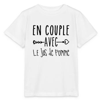 En Couple avec Jus de pomme, Fans de Jus de pomme - T-shirt bio MINI CREATOR Stanley/Stella Enfant - blanc - Devant - Maike (125cm)