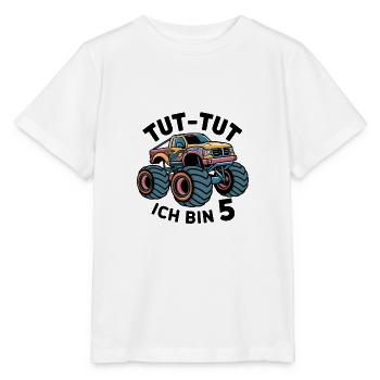 Monster Truck - Ich bin 5 - Einzigartiges Geschenk - Stanley/Stella Kinder T-Shirt MINI CREATOR  - Weiß - Vorne - Maike (125cm)