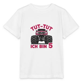 Monster Truck - Ich bin 5 - Einzigartiges Geschenk - Stanley/Stella Kinder T-Shirt MINI CREATOR  - Weiß - Vorne - Maike (125cm)