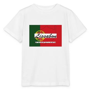 Lissabon - Hauptstadt mit GPS & Flagge - Stanley/Stella Kinder T-Shirt MINI CREATOR  - Weiß - Vorne - Maike (125cm)