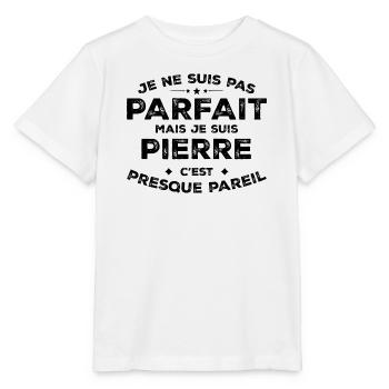 Pierre Un Prénom, Une Attitude L’Humour Pierre - T-shirt bio MINI CREATOR Stanley/Stella Enfant - blanc - Devant - Maike (125cm)