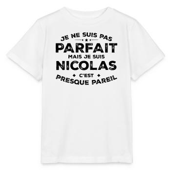 Nicolas Un Prénom, Une Attitude L’Humour Nicolas - T-shirt bio MINI CREATOR Stanley/Stella Enfant - blanc - Devant - Maike (125cm)