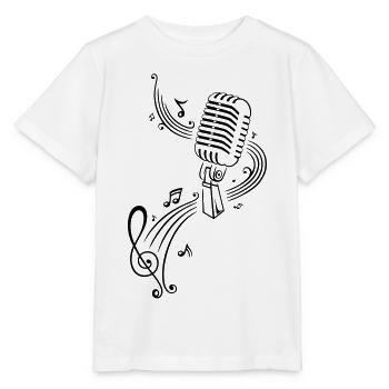 Musik, Notenschlüssel, Mikrophon - Stanley/Stella Kinder T-Shirt MINI CREATOR  - Weiß - Vorne - Maike (125cm)