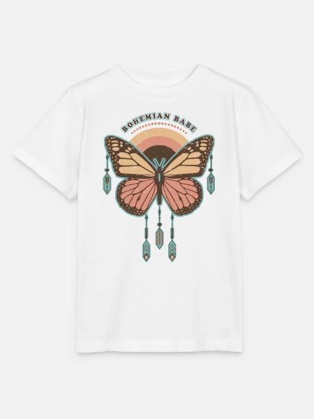 Bohemian Babe - Retro Boho Schmetterling - Stanley/Stella Kinder T-Shirt MINI CREATOR - Weiß