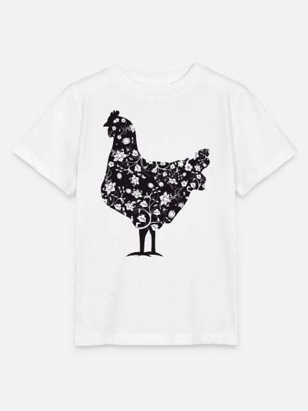 Huhn mit floralem Muster - Stanley/Stella Kinder T-Shirt MINI CREATOR  - Weiß