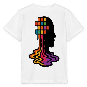 Regenbogen Pixel Schmelz Porträt - Stanley/Stella Kinder T-Shirt MINI CREATOR  - Weiß - Vorne - Maike (125cm)