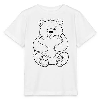 Teddybär mit Herz – kuschelige Liebe - Stanley/Stella Kinder T-Shirt MINI CREATOR  - Weiß - Vorne - Maike (125cm)