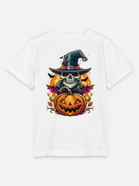 Skelett mit Kürbis - Stanley/Stella Kinder T-Shirt MINI CREATOR - Weiß