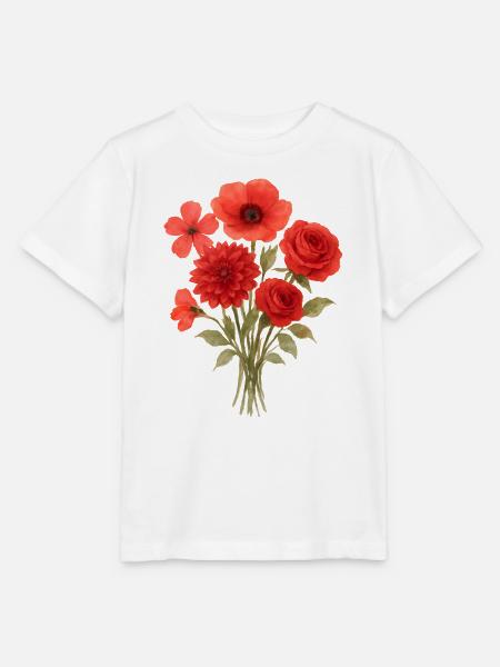 Roter Blütenstrauß Druck - Stanley/Stella Kinder T-Shirt MINI CREATOR - Weiß
