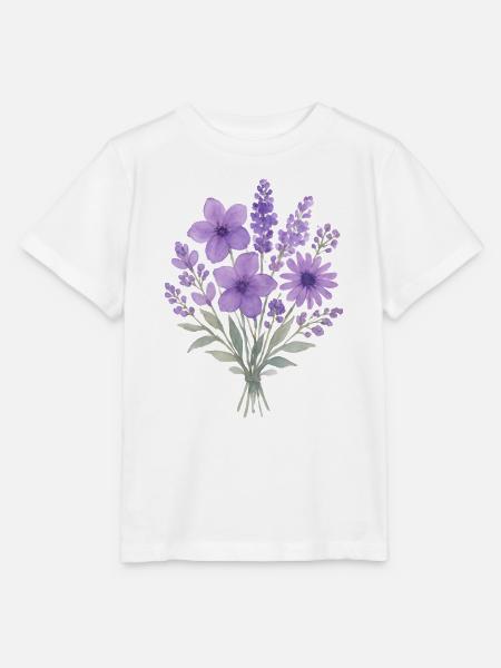 Lavendel Wasserfarben Bouquet - Stanley/Stella Kinder T-Shirt MINI CREATOR - Weiß