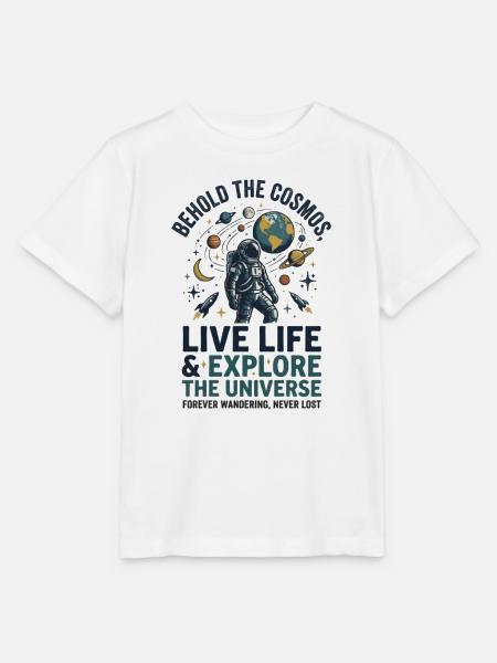 Kosmosheld: Lebe Leben, Erkunde Universum - Stanley/Stella Kinder T-Shirt MINI CREATOR - Weiß