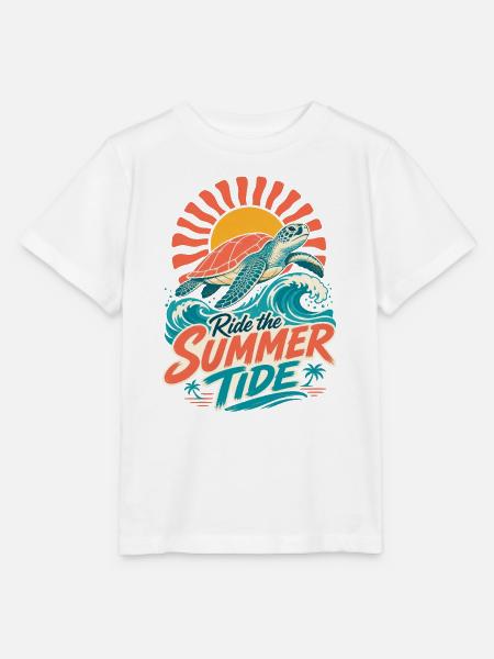 Sommer Schildkröte Surf - Stanley/Stella Kinder T-Shirt MINI CREATOR - Weiß