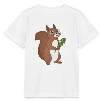 Eichhörnchen, das mit Blättern weint - Stanley/Stella Kinder T-Shirt MINI CREATOR  - Weiß - Vorne - Maike (125cm)