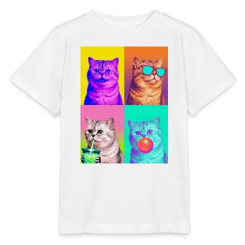 Katzen Perser Katze - Stanley/Stella Kinder T-Shirt MINI CREATOR  - Weiß - Vorne - Maike (125cm)
