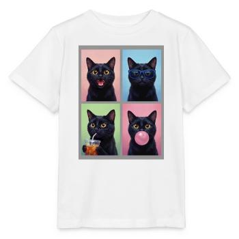 Katzen schwarze Katze - Stanley/Stella Kinder T-Shirt MINI CREATOR  - Weiß - Vorne - Maike (125cm)