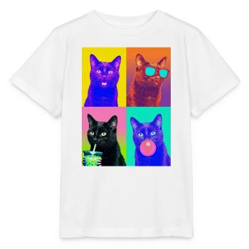Katzen schwarze Katze - Stanley/Stella Kinder T-Shirt MINI CREATOR  - Weiß - Vorne - Maike (125cm)