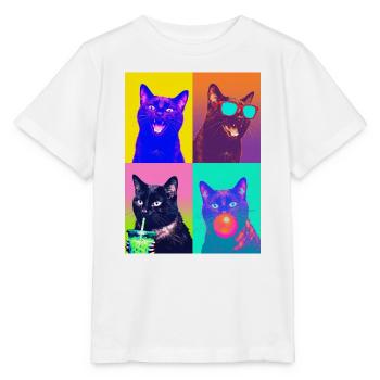 Katzen schwarze Katze - Stanley/Stella Kinder T-Shirt MINI CREATOR  - Weiß - Vorne - Maike (125cm)