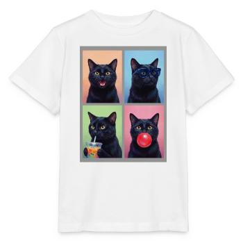 Katzen schwarze Katze - Stanley/Stella Kinder T-Shirt MINI CREATOR  - Weiß - Vorne - Maike (125cm)