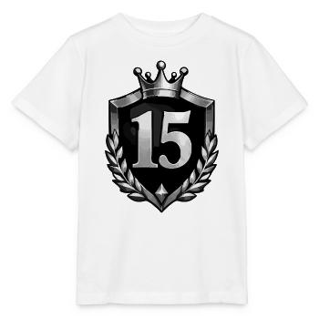 15 Schild mit Krone und Lorbeer - Stanley/Stella Kinder T-Shirt MINI CREATOR  - Weiß - Vorne - Maike (125cm)