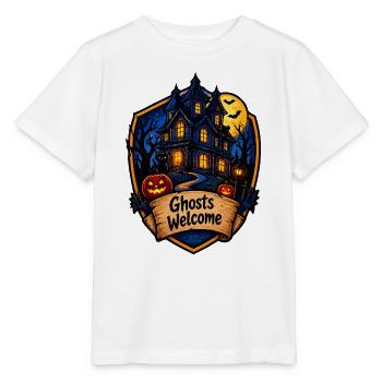 Geisterhaus Halloween Schild - Stanley/Stella Kinder T-Shirt MINI CREATOR  - Weiß - Vorne - Maike (125cm)
