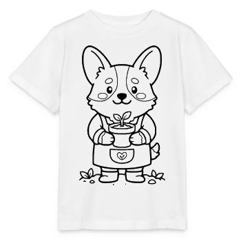 Süßer Corgi-Garten Blumen-Hundeliebhaber Süßer Welpe - Stanley/Stella Kinder T-Shirt MINI CREATOR  - Weiß - Vorne - Maike (125cm)