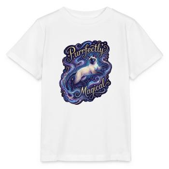 Magische Siamkatze Kosmischer Mystiker - Stanley/Stella Kinder T-Shirt MINI CREATOR  - Weiß - Vorne - Maike (125cm)