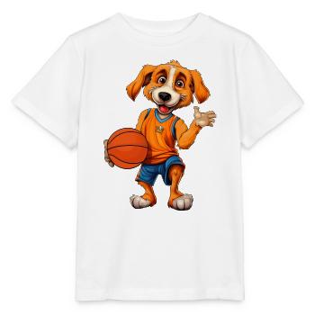Hunde Basketball / Basketballspieler Hündchen - Stanley/Stella Kinder T-Shirt MINI CREATOR  - Weiß - Vorne - Maike (125cm)