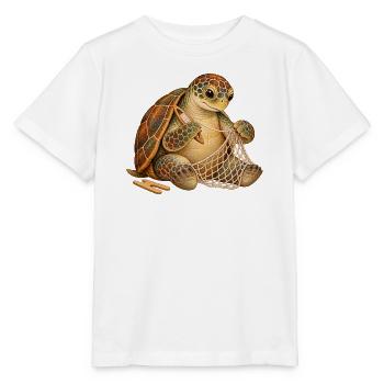 Schildkröte flickt ein Fischernetz - Stanley/Stella Kinder T-Shirt MINI CREATOR  - Weiß - Vorne - Maike (125cm)