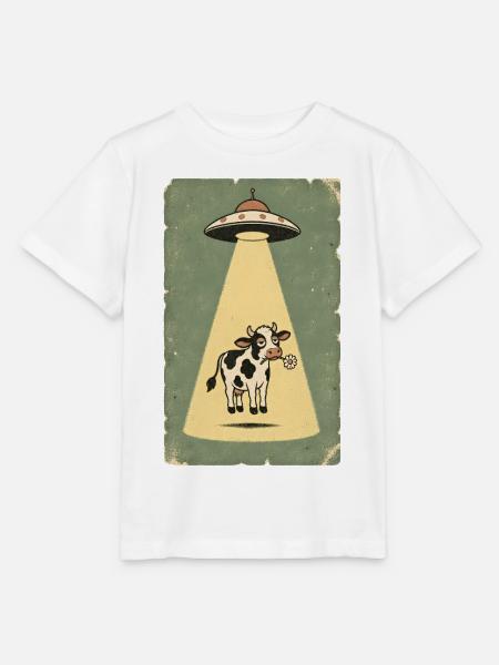 Gelassene Kuh im UFO Strahl - Stanley/Stella Kinder T-Shirt MINI CREATOR - Weiß