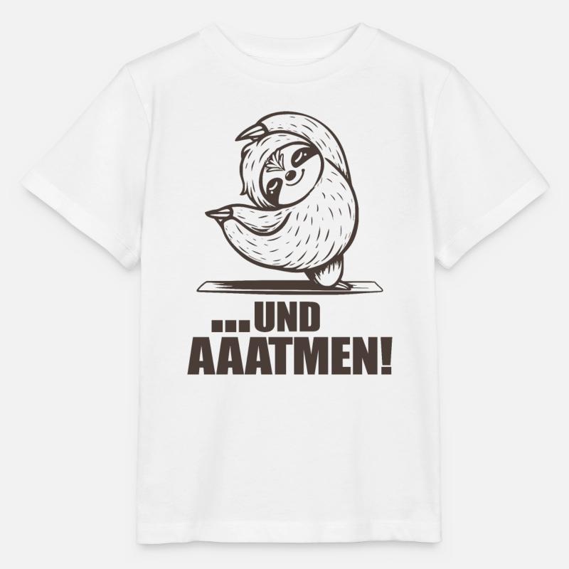 Faultier Lustiger Spruch Atmen - Stanley/Stella Kinder T-Shirt MINI CREATOR  - Weiß