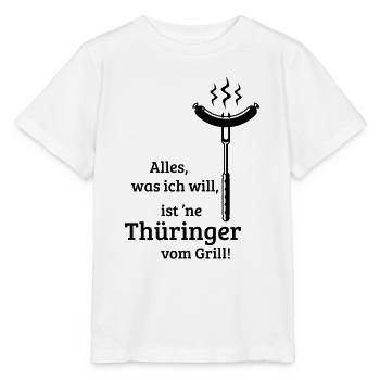 Eine Thüringer vom Grill! (old / 1C) - Stanley/Stella Kinder T-Shirt MINI CREATOR  - Weiß - Vorne - Maike (125cm)