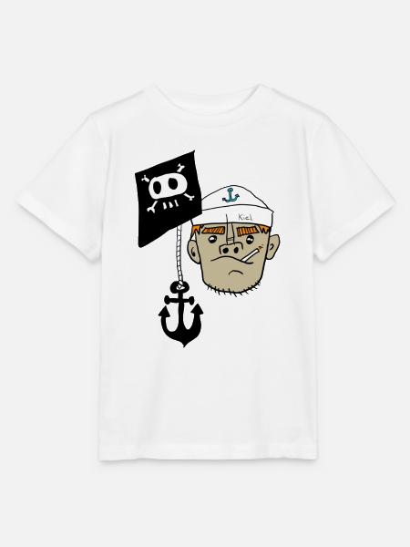 Ankerpirat mit Skully Kiel - Stanley/Stella Kinder T-Shirt MINI CREATOR  - Weiß