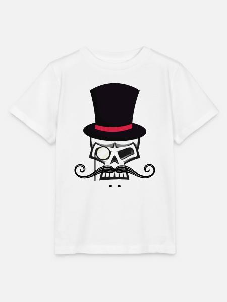 Skullheadwith beard and hat - Stanley/Stella Kinder T-Shirt MINI CREATOR - Weiß