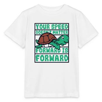 Speed Doesn't Matter Forward Is Forward - Stanley/Stella MINI CREATOR Kids’ T-Shirt - white - Front - Maike (125cm)