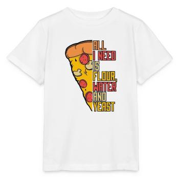 Tout ce dont j’ai besoin est de l’eau de farine et du plateau à pizza à la levure - T-shirt bio MINI CREATOR Stanley/Stella Enfant - blanc - Devant - Maike (125cm)