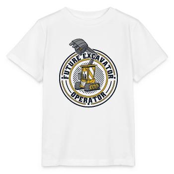 Future Excavator Operator Excavator Duty cycle crawler crane - Stanley/Stella MINI CREATOR Kids’ T-Shirt - white - Front - Maike (125cm)