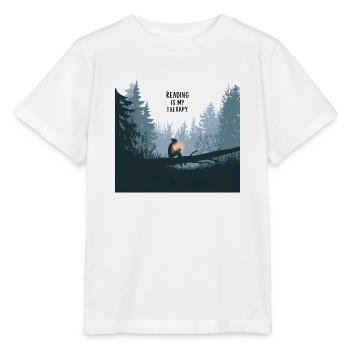 La lecture est ma thérapie – Livres et relaxation - T-shirt bio MINI CREATOR Stanley/Stella Enfant - blanc - Devant - Maike (125cm)