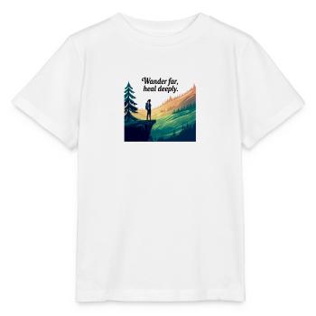 Wander Far, Heal Deeply – Hiking & Nature - Stanley/Stella MINI CREATOR Kids’ T-Shirt - white - Front - Maike (125cm)