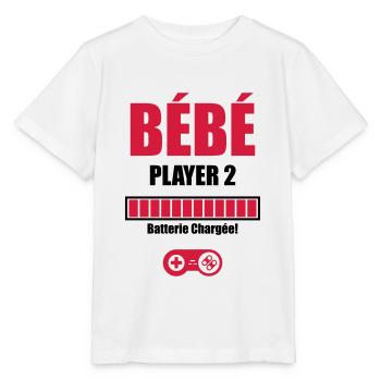 bébé player 2 batterie chargée - T-shirt bio MINI CREATOR Stanley/Stella Enfant - blanc - Devant - Maike (125cm)