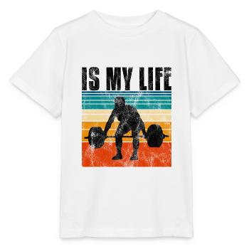 Bodybuilding is my life Bodybuilder GYM weight training - Stanley/Stella MINI CREATOR Kids’ T-Shirt - white - Front - Maike (125cm)